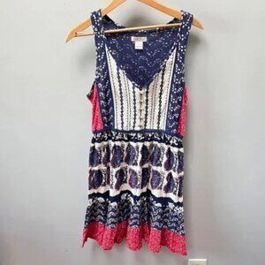 Lucky Brand Red,‎ White, Blue Dress- Size Small